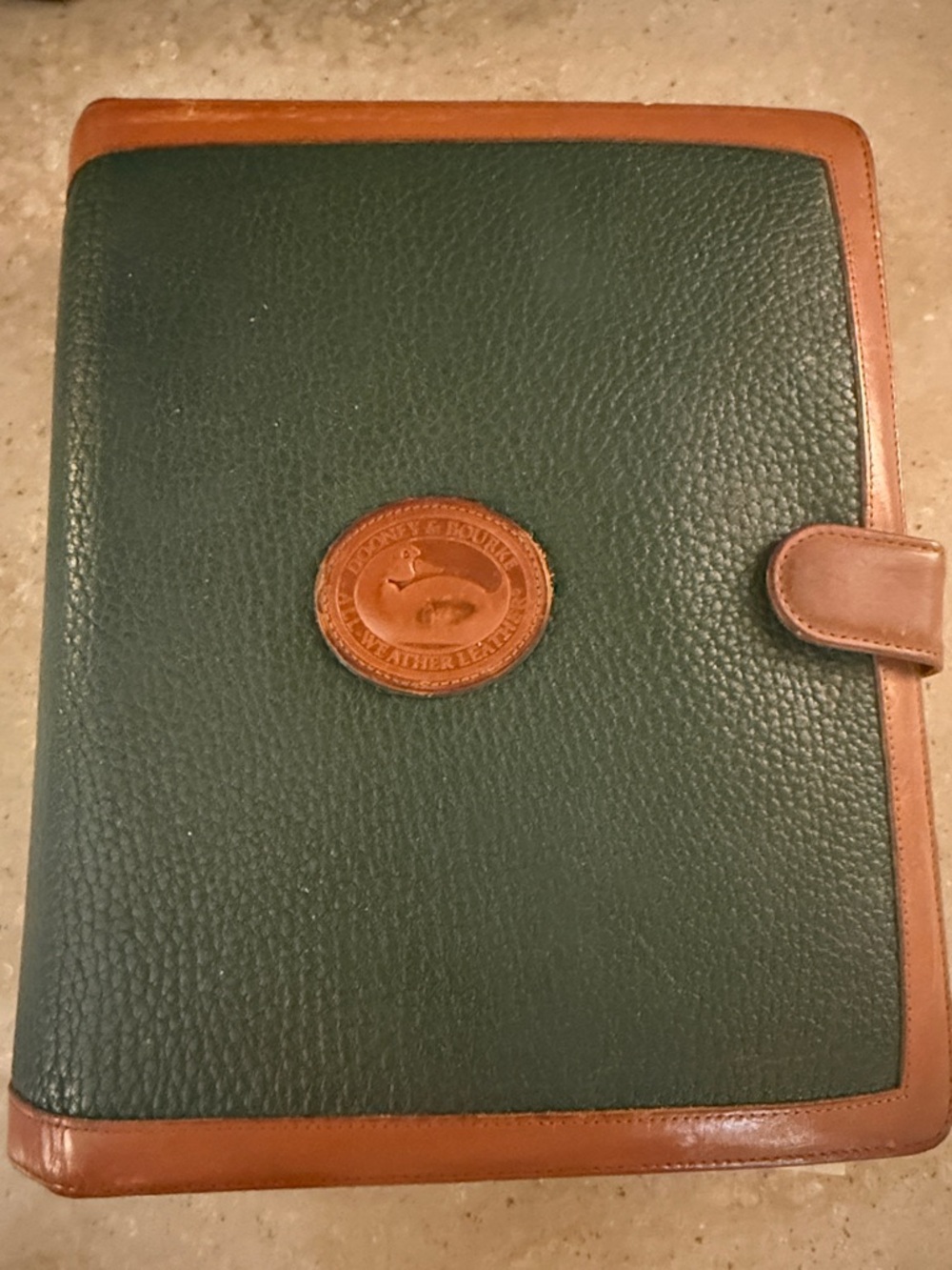 Vintage Dooney & Bourke Green and Brown Leather Planner Folio